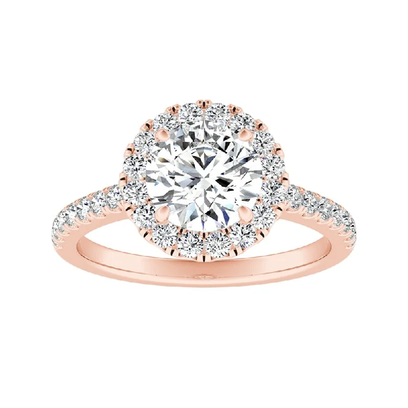 Peaked band ring-Auriya 14k Gold 4ct Moissanite Halo Diamond Engagement Ring 3/8ctw