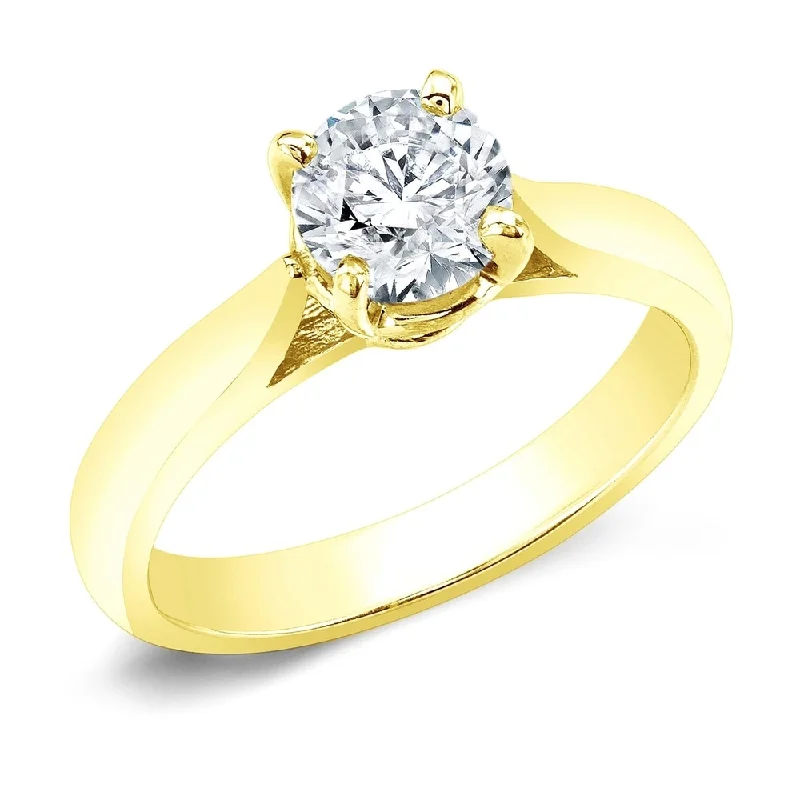 Matte titanium ring-Auriya 14k Gold Brilliant Round 4 carat Moissanite Solitaire Engagement Ring