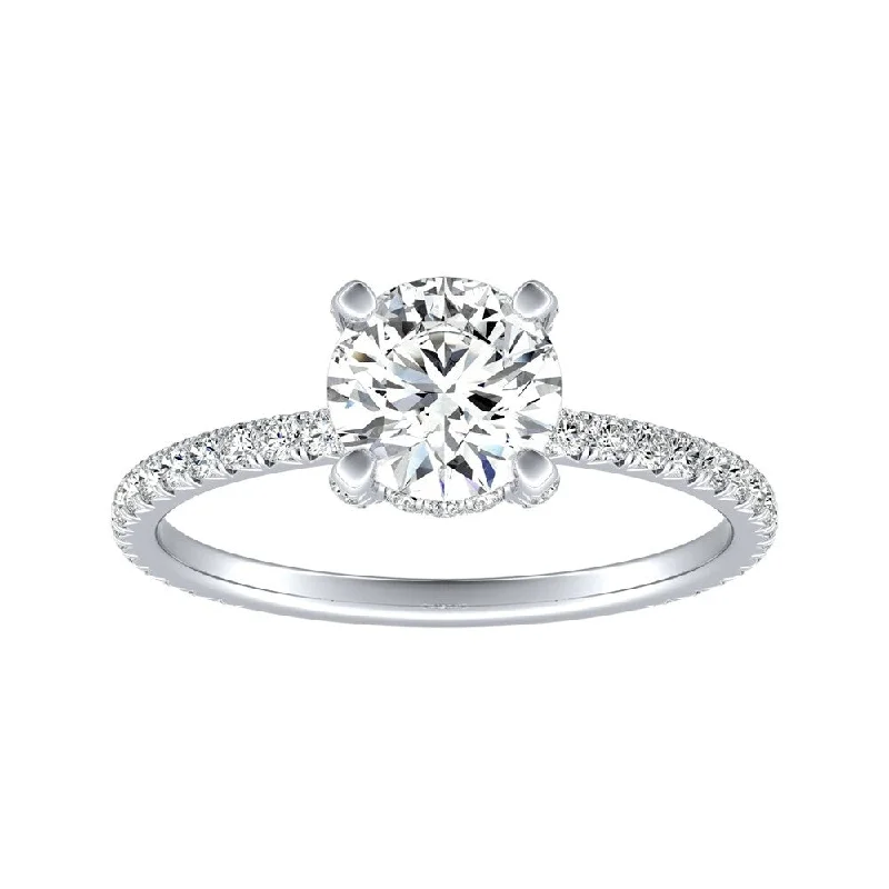 Gritty stone ring-Auriya 14k Gold Classic 1/2ct Moissanite and Diamond Engagement Ring 1/3ctw