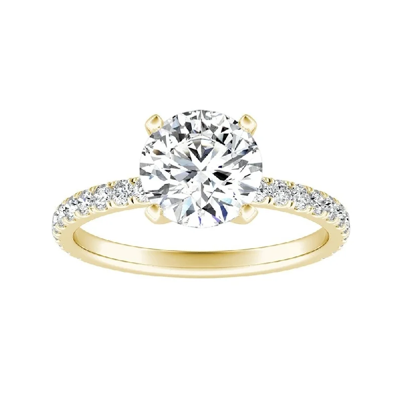 Hand-etched ring-Auriya 14k Gold Classic 4ct Moissanite and Diamond Engagement Ring 1/3ctw