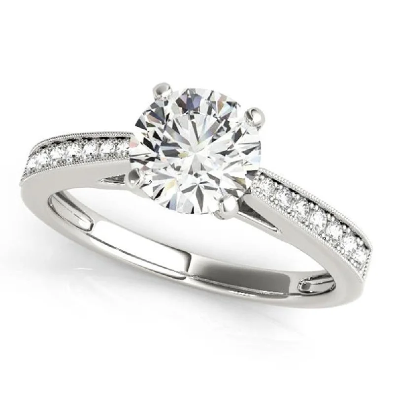 Cosmic burst ring-Auriya 14k Gold Classic 4ct Moissanite and Diamond Engagement Ring 1/6ctw