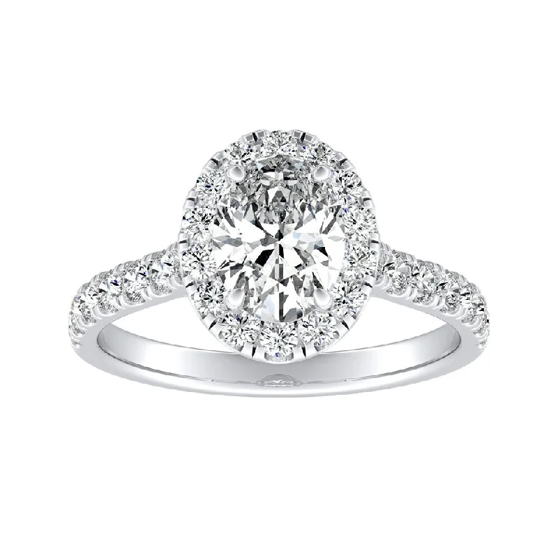 Sweeping arc ring-Auriya 14k Gold Classic Oval-cut 1 5/8cttw Halo Diamond Engagement Ring (H-I, SI1-SI2)