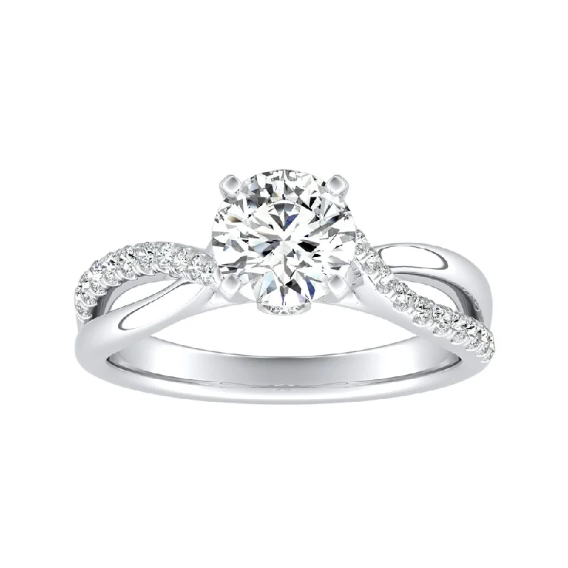 Torn rim ring-Auriya 14k Gold Round 2 1/2ct Moissanite and 1/5ct TDW Diamond Engagement Ring