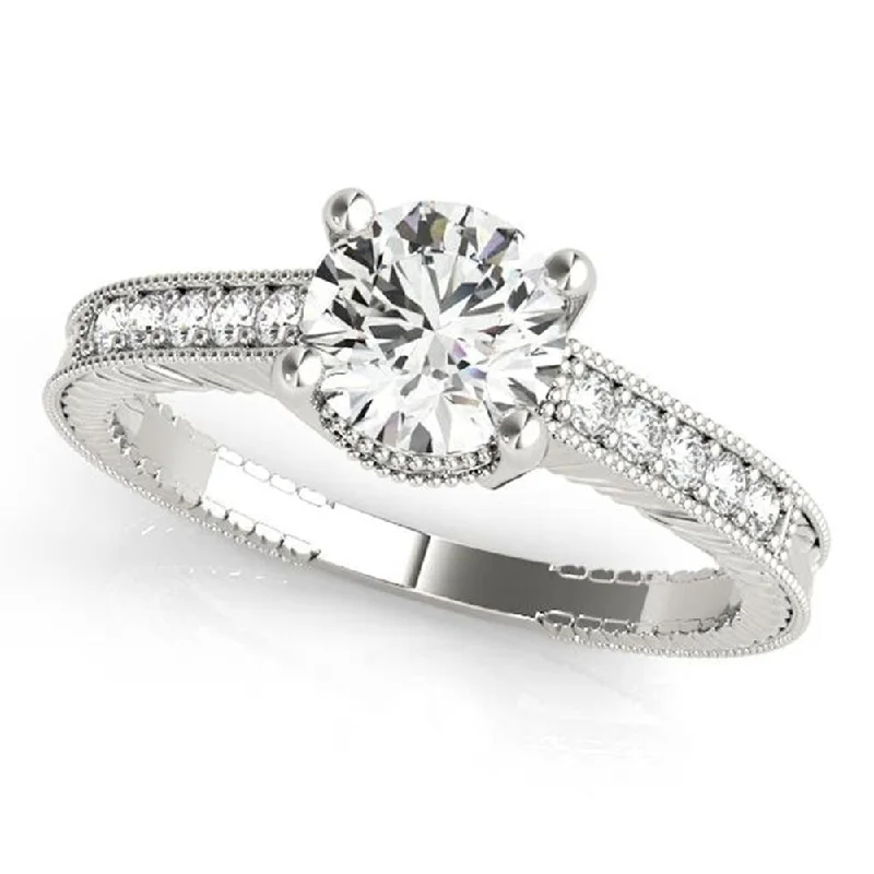 Sunbeam ring-Auriya 14k Gold Vintage 4 carat Round Moissanite and 1/5ctw Diamond Engagement Ring