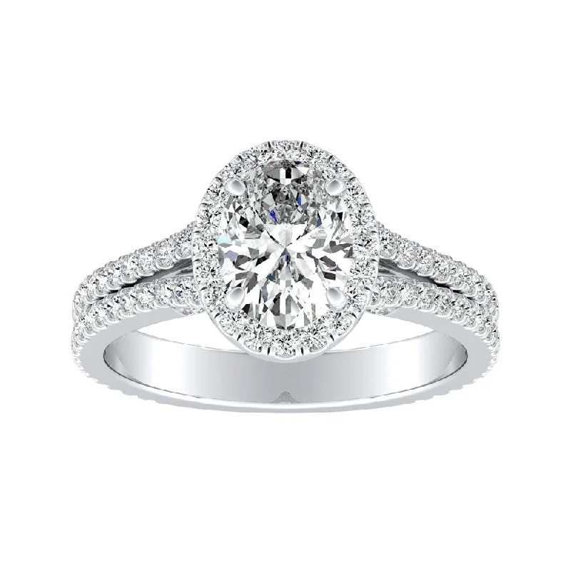 Faded rim ring-Auriya 18k Gold 1 1/10ctw Oval-cut Halo Diamond Engagement Ring (I-J, I1-I2)