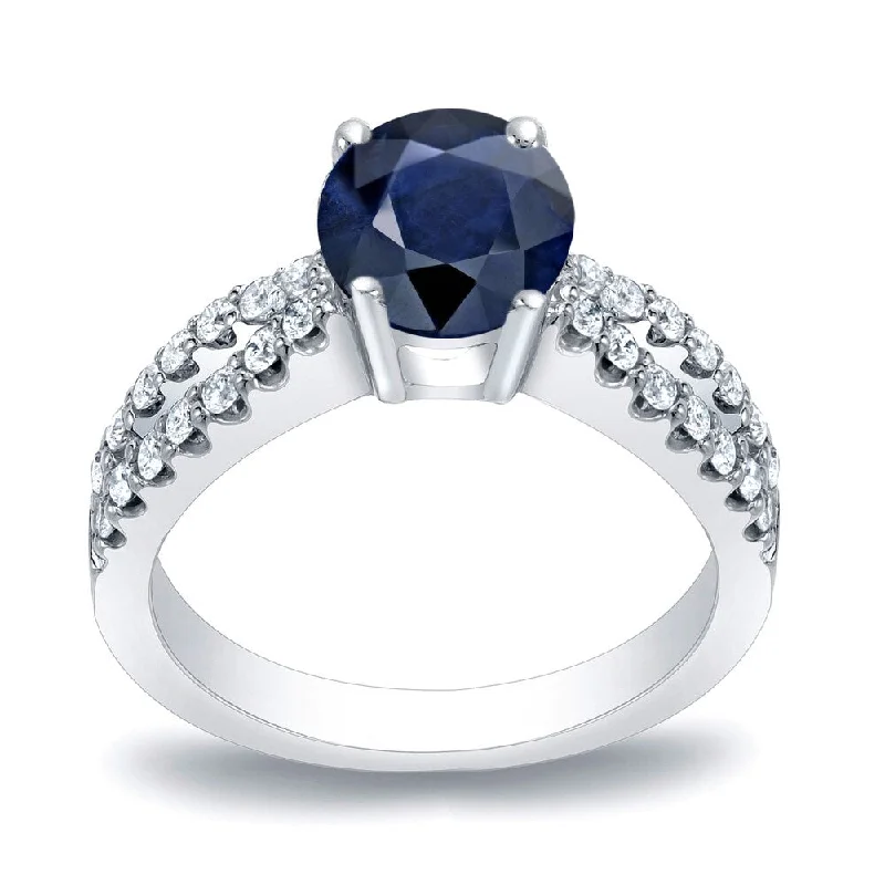 Faded zinc ring-Auriya Modern Split Shank 3/5ct Sapphire and 2/5ct TDW Diamond Engagement Ring 14K Gold