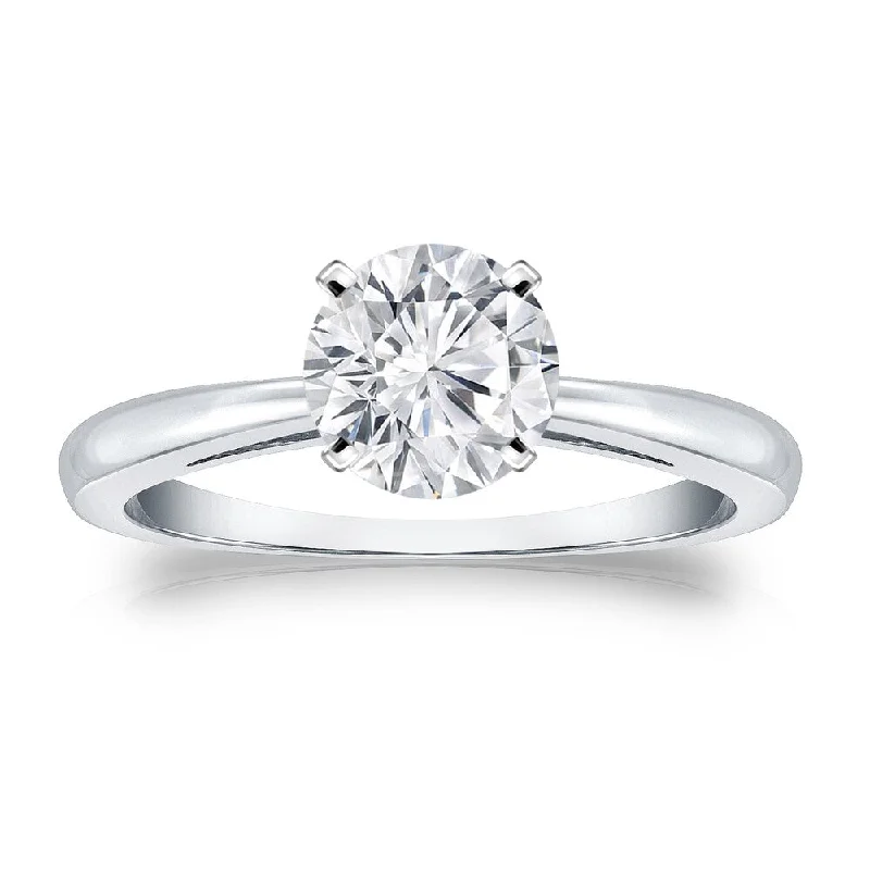 Hovering gem ring-Auriya Platinum 1 carat TW Round Solitaire Diamond Engagement Ring (H-I, VS1-VS2)