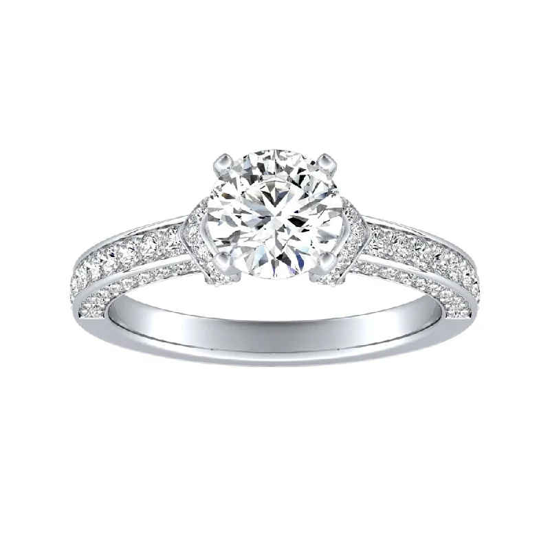 Vivid shale ring-Auriya Round 1/2ct Moissanite and 3/8ct TDW Diamond Engagement Ring 14K Gold