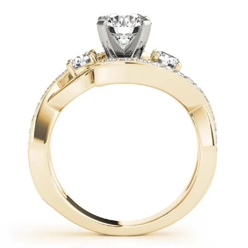 Polished zinc ring-Auriya Unique 1 1/2ct Moissanite 3-Stone Diamond Engagement Ring 5/8ctw 14K Gold