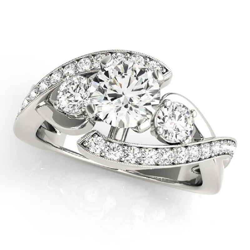 Narrow-tier ring-Auriya Unique 1/2ct Moissanite 3-Stone Diamond Engagement Ring 5/8ctw 14K Gold