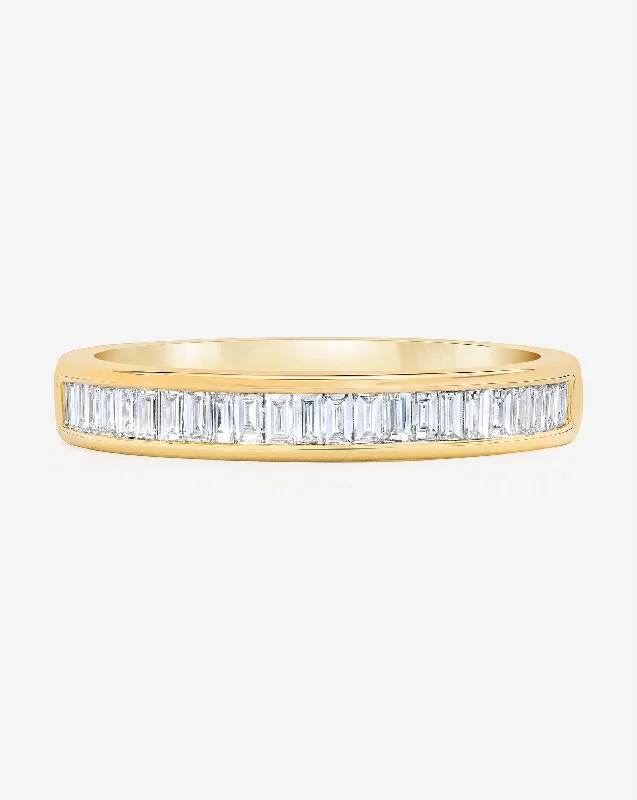 Torn rim ring-Baguette Diamond Channel Set Half Band