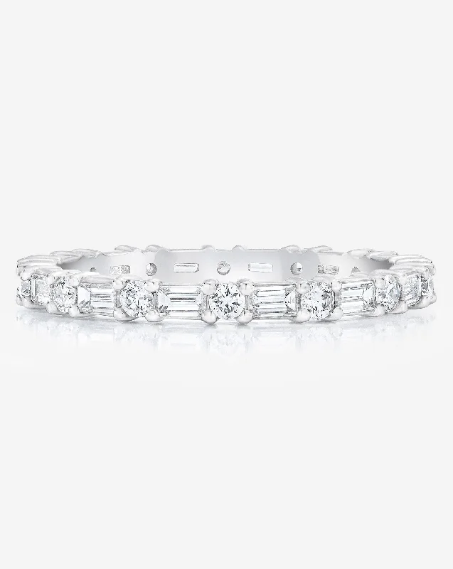 Tide motif ring-Baguette + Round Eternity Band