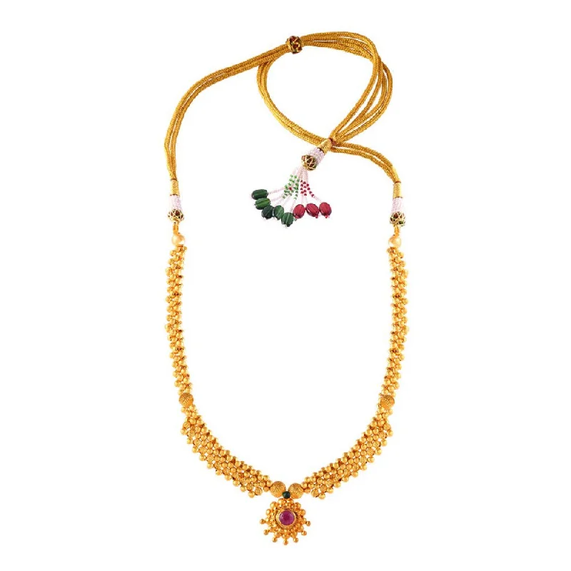 Mottled gem necklace-Best Magnificent 22k Gold Ethereal Necklace With Red Stone From Pc Chandra Tushi Collection