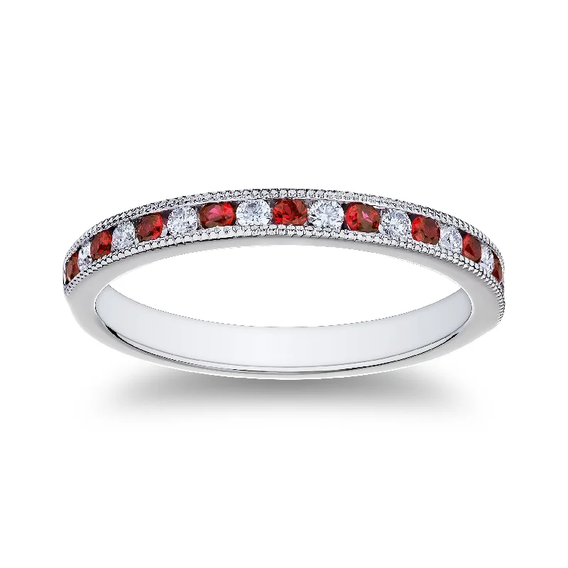 Smelted silver ring-Bremer Jewelry Ruby and Diamond Channel Set Ring in Platinum (0.40ctw)