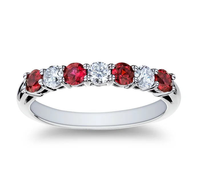 Smelted gold ring-Bremer Jewelry Ruby and Diamond Half Anniversary Fashion Ring in Platinum (0.66xctw)