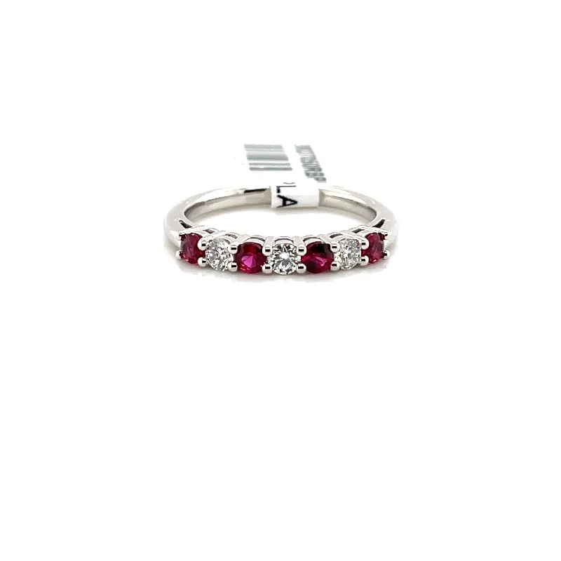 Twilight-cut ring-Bremer Jewelry Ruby and Diamond Half Anniversary Fashion Ring in Platinum (0.66xctw)