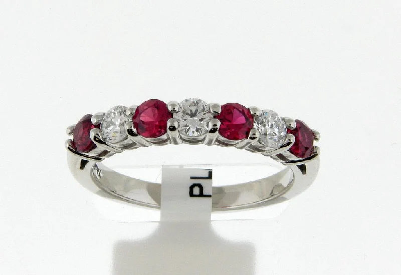 Aged rim ring-Bremer Jewelry Ruby and Diamond Half Anniversary Fashion Ring in Platinum (1.17ctw)