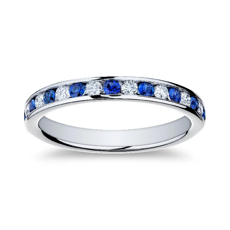 Tiered band ring-Bremer Jewelry Sapphire and Diamond Channel Set Ring in Platinum (0.58ctw)