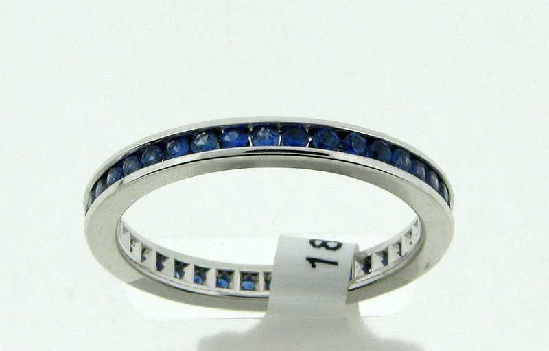 Luminous diamond ring-Bremer Jewelry Sapphire Anniversary/Eternity Fashion Ring in 18K White Gold (.76ctw)