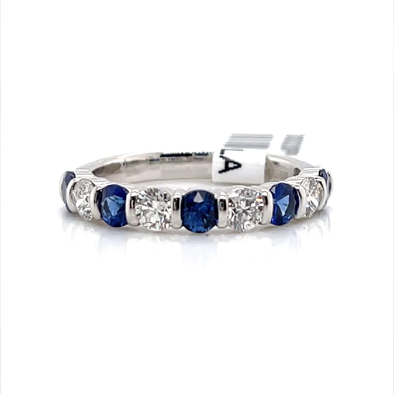 Vivid moonstone ring-Bremer Jewelry Sapphires and Diamonds Half Anniversary Fashion Ring in 950 Platinum (1.50ctw)