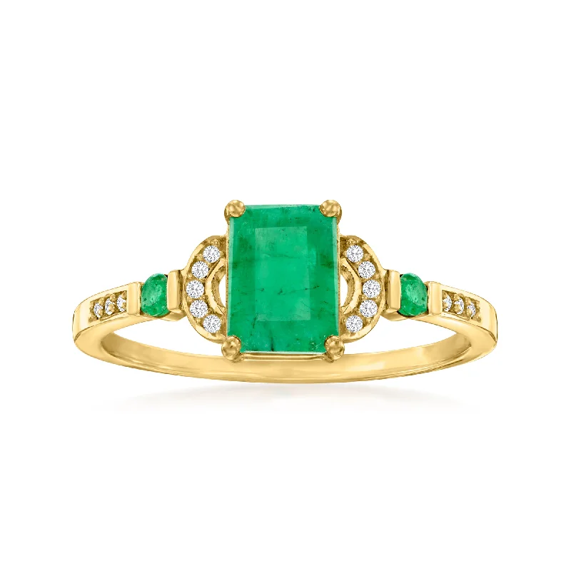 Scuffed rim ring-Canaria Emerald Ring With Diamond Accents in 10kt Yellow Gold