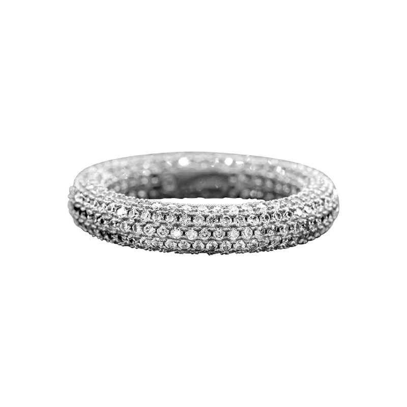 Stamped initial ring-Crystal Eternity Rounded Band Ring silver