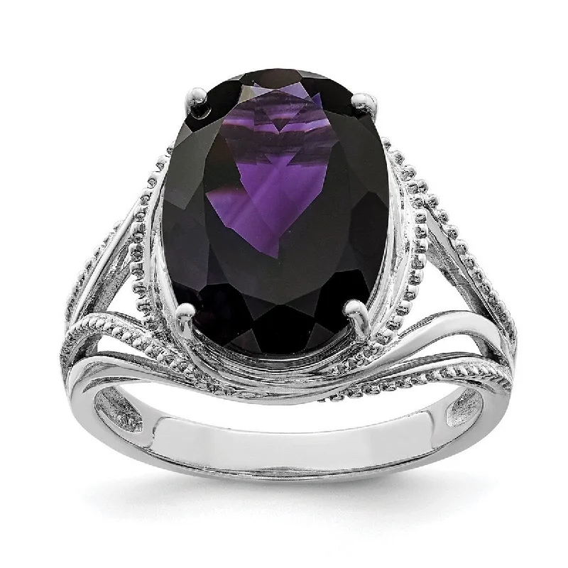 Wide-tier ring-Curata 925 Sterling Silver Amethyst Ring