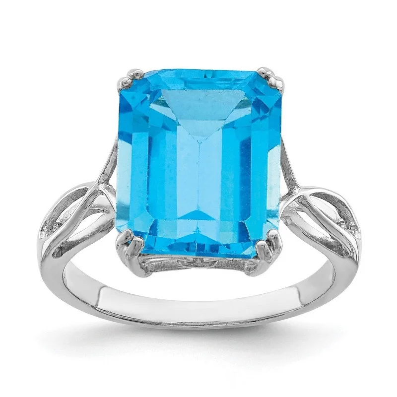 Thick shank ring-Curata 925 Sterling Silver Blue Topaz Ring