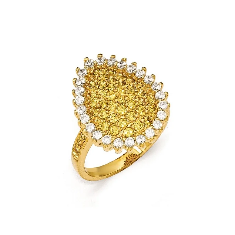 Retro apatite ring-Curata 925 Sterling Silver Gold Plated White Yellow CZ Cubic Zirconia Ring