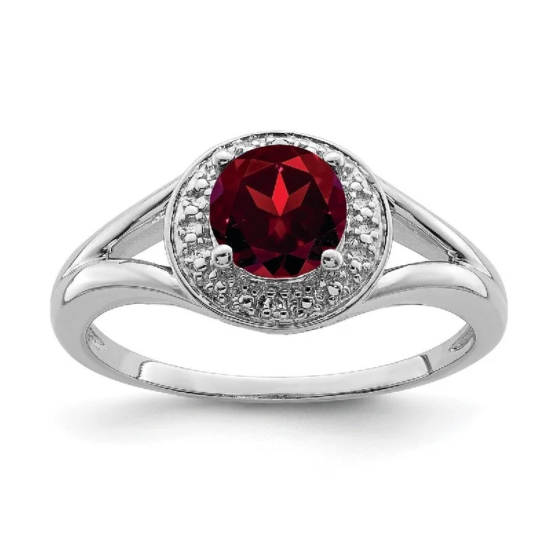 Faded rim ring-Curata 925 Sterling Silver Polished Diamond and Garnet Ring