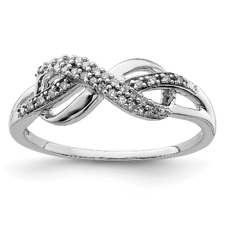 Slim diamond ring-Curata 925 Sterling Silver Polished Diamond Infinity Symbol Ring