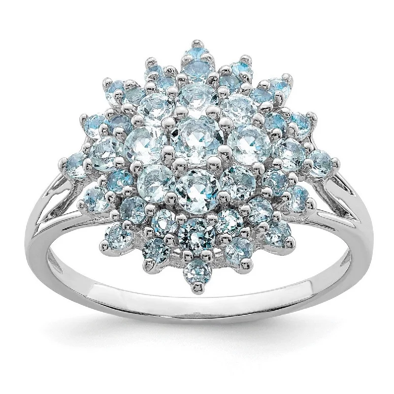 Sparkling cut ring-Curata 925 Sterling Silver Polished Open back Aquamarine Ring