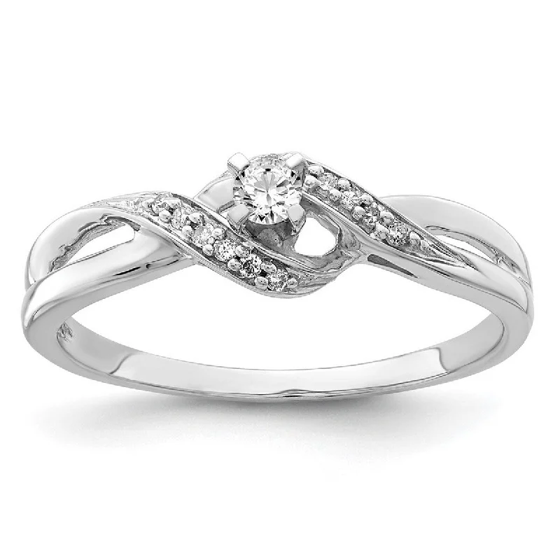 Surge design ring-Curata 925 Sterling Silver Polished Open back Diamond Promise Ring