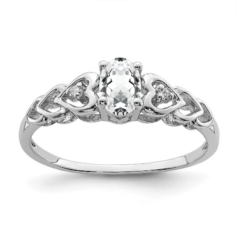 Polished zinc ring-Curata 925 Sterling Silver Polished Open back White Topaz and Diamond Ring