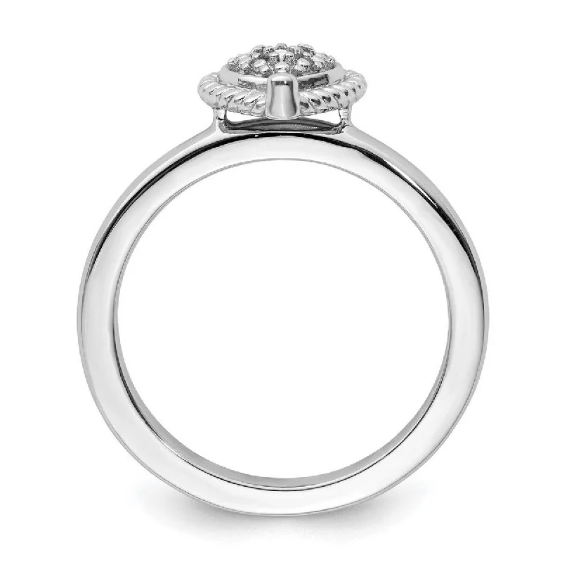 Slim diamond ring-Curata 925 Sterling Silver Polished Prong set Stackable Expressions Love Heart Diamond Ring