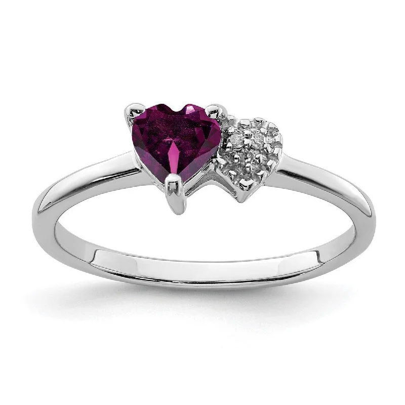 Thirteen-gem ring-Curata 925 Sterling Silver Polished Rhodolite Garnet and Diamond Ring