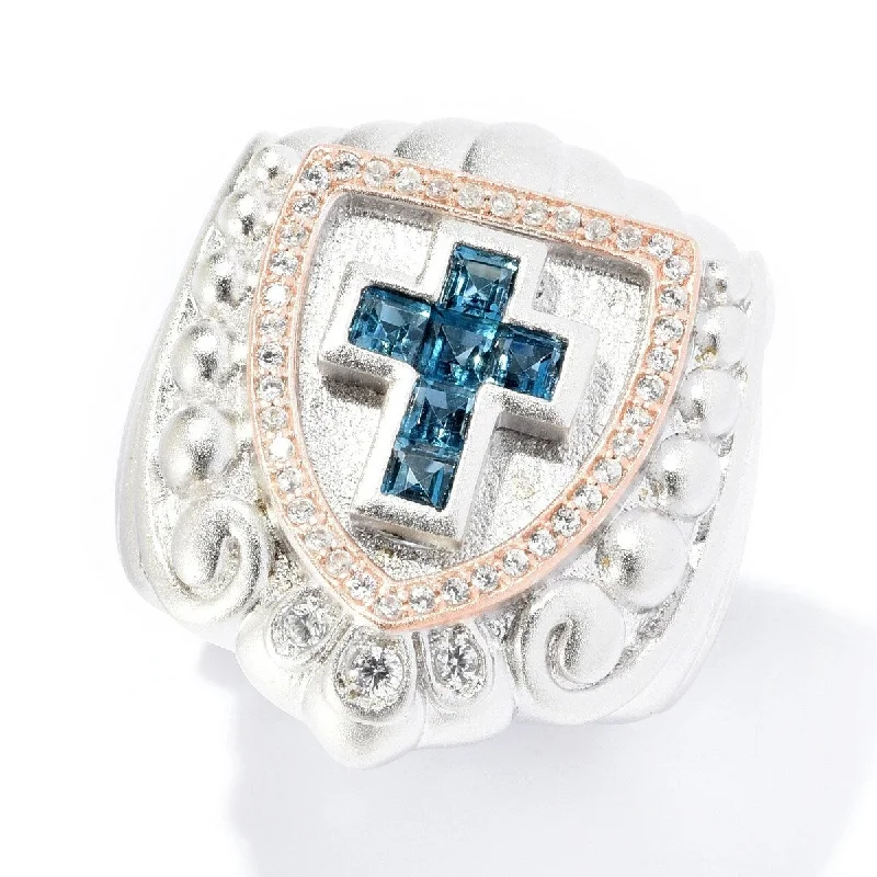 Lush garnet ring-Dallas Prince Designs Sterling Silver Gemstone & White Zircon Cross Signet Ring