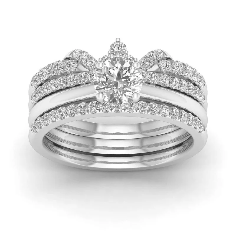 Drifting diamond ring-De Couer 14k White Gold 1ct TDW Diamond Crowned Bridal Set