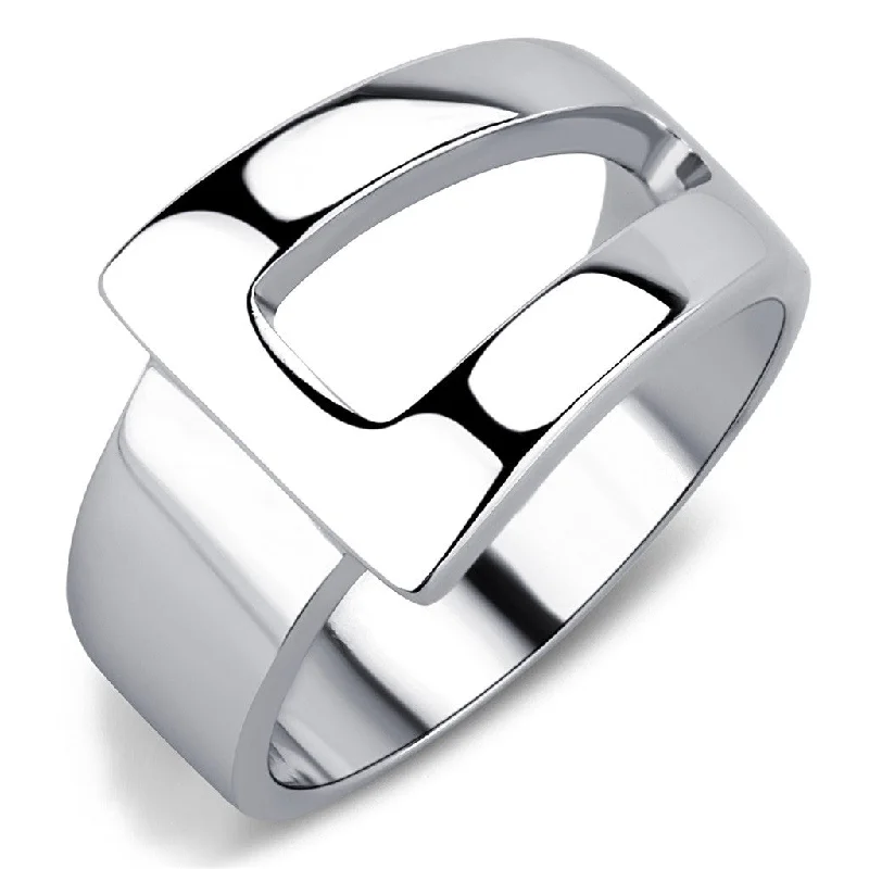 Gritty stone ring-Designer Style High Polished Stainless Steel Fashion Womens Wide Band Ring