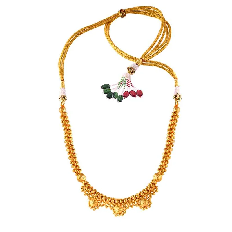 Low-set stone necklace-Diva Graceful Gold Thusi Necklaces