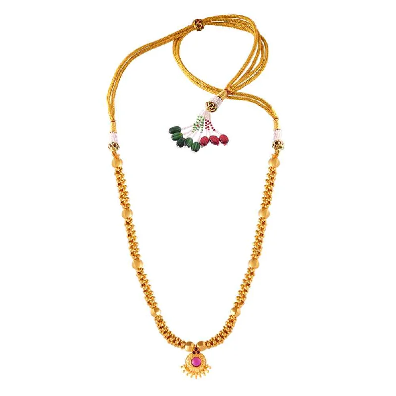 Dense gold necklace-Dive Colourful Gold Thusi Necklace