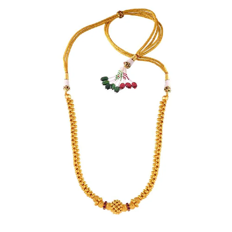 Rounded gem necklace-Elite Charming 22k Gold Thusi Necklace