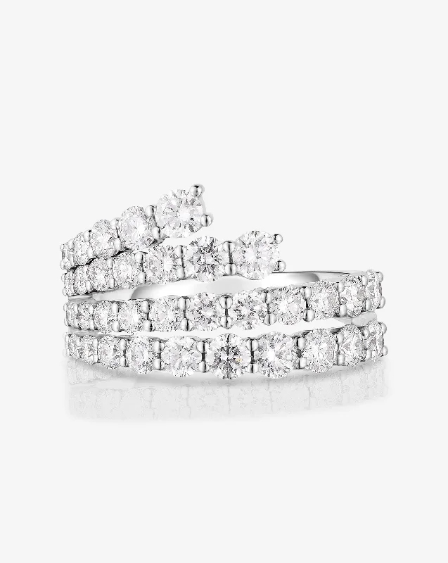 Clasped stone ring-Fanned Diamond Statement Ring