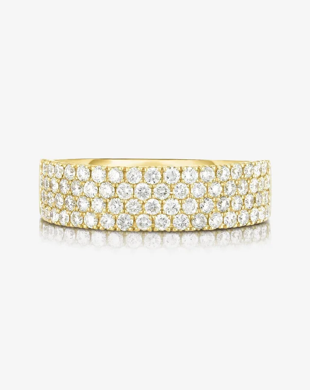 Slim diamond ring-Four Row Stackable Pavé Ring