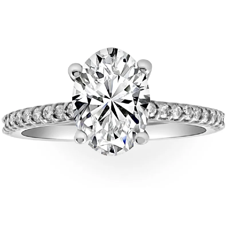 Satin gold ring-H/VS 2.50Ct Oval Lab Grown Diamond Engagement Ring in 14k White Gold