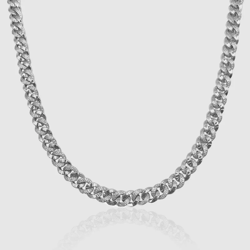 Flowing design necklace-Half Iced Cuban (Silver) 8mm