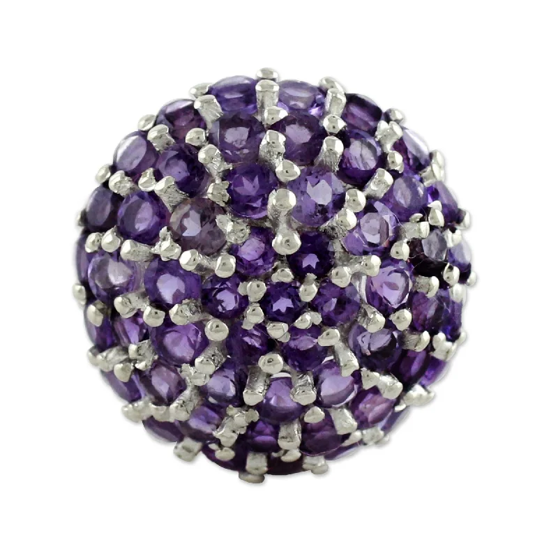 Piled birthstone ring-Handmade Amethyst Cluster Ring, Jacaranda (India)