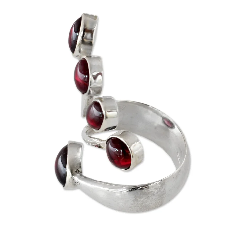 Polished zinc ring-Handmade Wings Garnet Sterling Silver Ring (India)