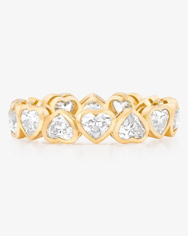 Edge-bezel ring-Heart Bezel Eternity Band