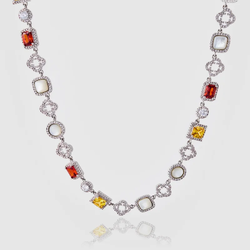 Glowing citrine necklace-Iced Gemstone Necklace (Silver)